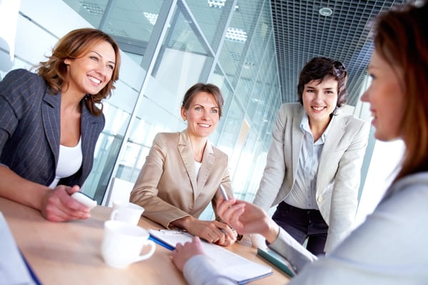 Woman sharing story with clients