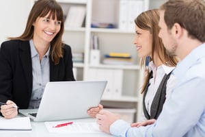 Woman with clients