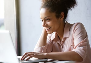 woman enjoys social media content